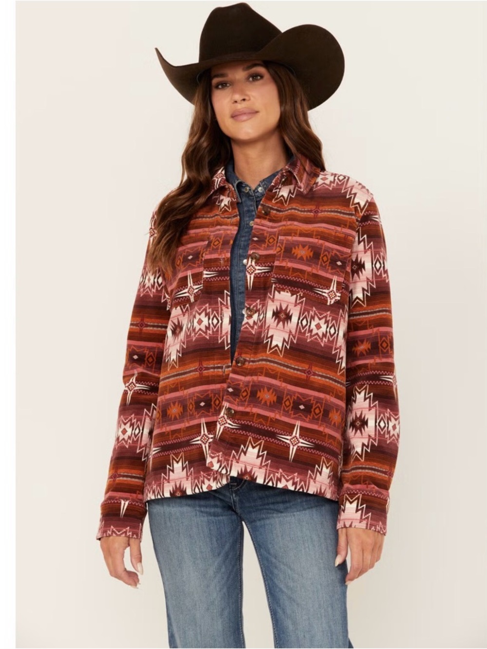 SHYANNE Jacket SOUTHWESTERN STRIPED PRINT CORDUROY BARN SHACKET NWT Cowgirl